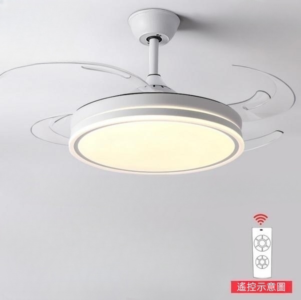 熱推北歐電扇燈(48吋白色6檔變頻+七彩旋轉藍牙)