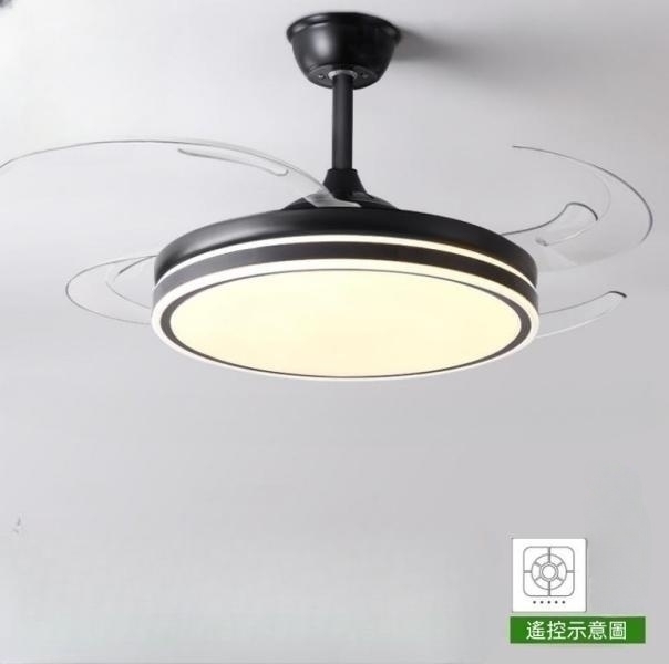 熱推北歐電扇燈(48吋黑色6檔變頻+七彩旋轉藍牙)