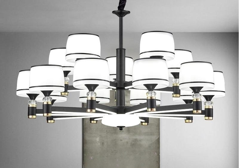 Popular Nordic chandelier, modern and simple, luxurious and atmospheric household dust-proof living room lighting for dining room, bedroom (15 heads + ordinary household type + own switch + three-color dimming type)