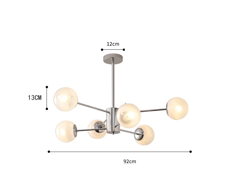 Popular modern and simple high-end designer French classic magic bean lamp (6 light white lampshades (three-color light changing) + remote control model)