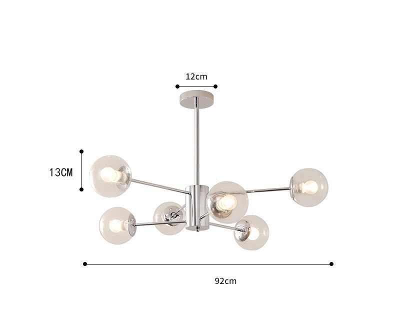 Popular modern and simple high-end designer French classic magic bean lamp (6-head clear light lampshade (three-color light change) + remote control model))
