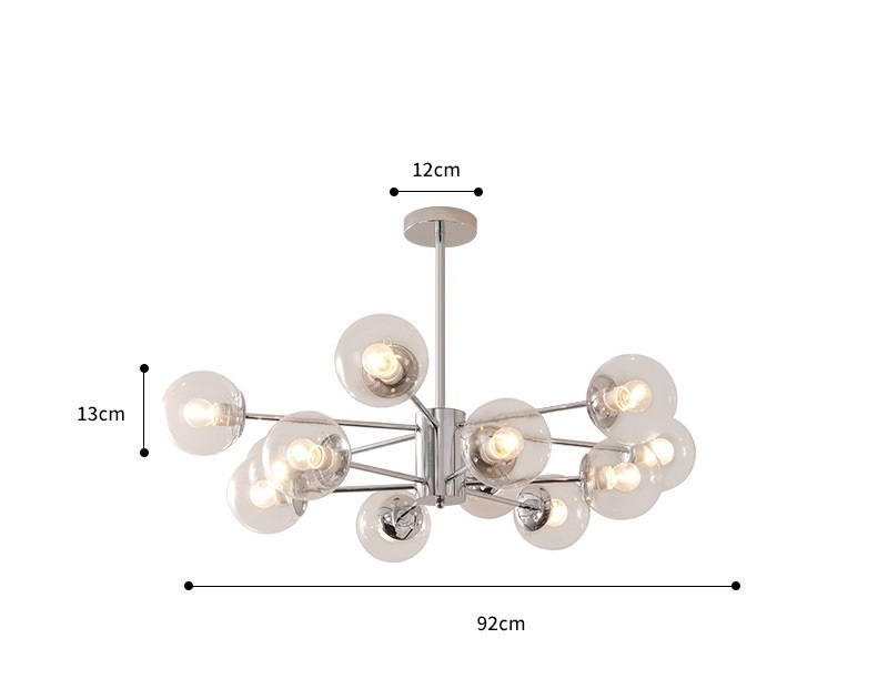 Popular modern and simple high-end designer French classic magic bean lamp (12-head clear light lampshade (three-color light change) + remote control model))