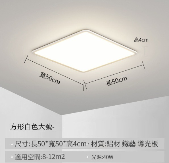 New minimalist living room ceiling lamp [50CM white-white light]