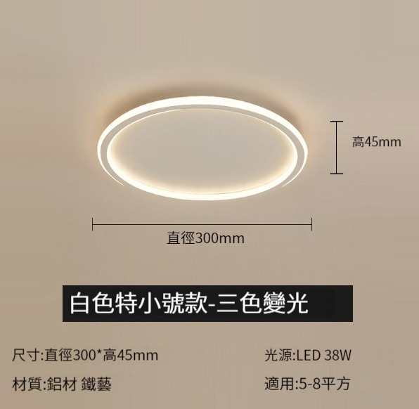 Hot selling minimalist ultra-thin ceiling lamp [30CM round-ivory white (stepless dimming)]