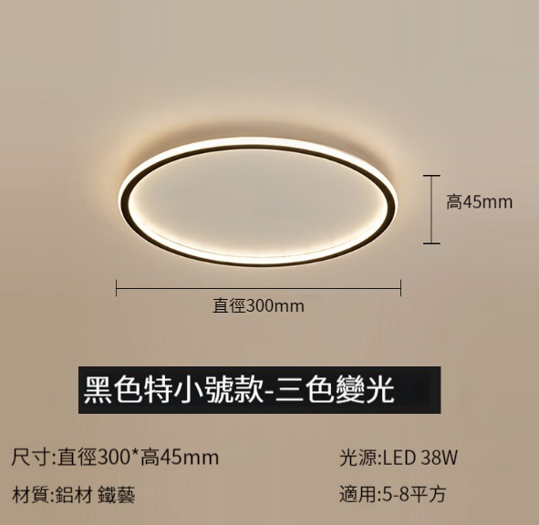 Hot selling minimalist ultra-thin ceiling lamp [30CM round-elegant black (stepless dimming)]