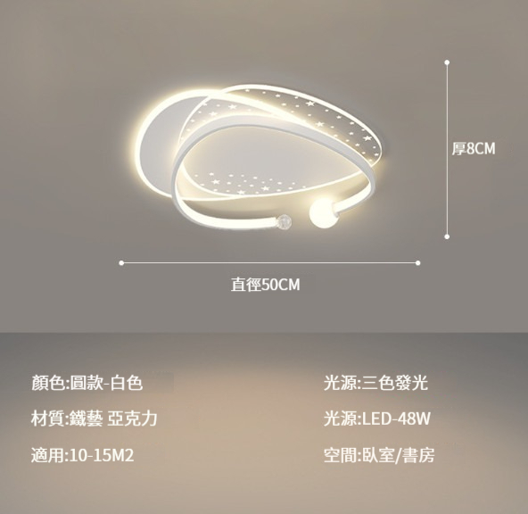 Hot Selling Ceiling Lamp [Triangular Bedroom Lamp: White 50cm-48W]