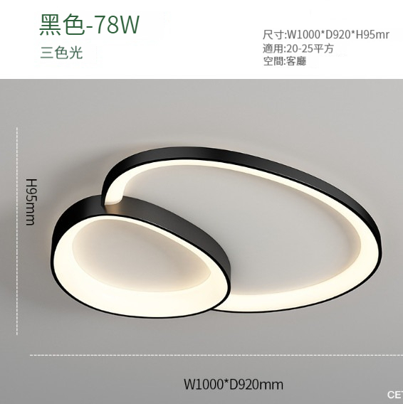 Hot Selling Minimalist Bedroom Ceiling Lamp [Black 100CM]