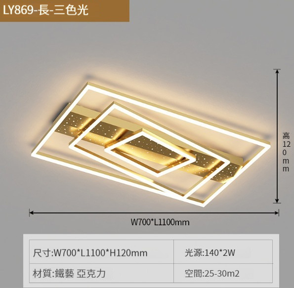 Hot Selling Modern Simple Ceiling Lamp [869 Model-Golden Changfang 110CM]