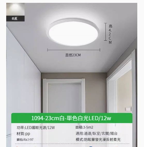 Popular LED ceiling lamp [1094-white 23CM-white light 12w]