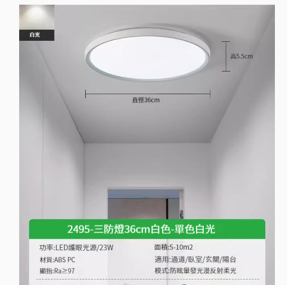 Popular LED ceiling lamp [2495-white 36cm-white light-23W]