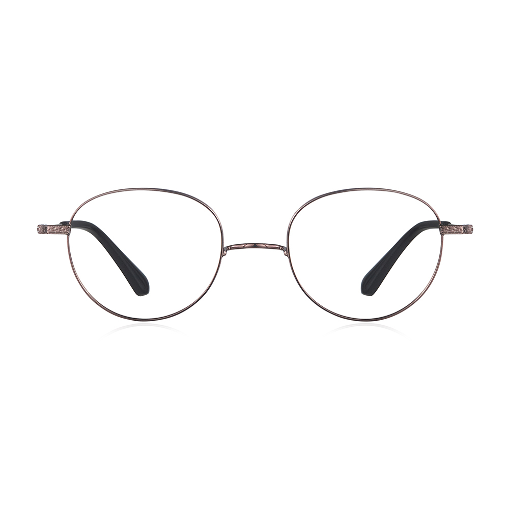 山形仿古馬鞍式鼻橋圓框眼鏡-三色可選