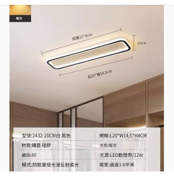 Popular simple ceiling lamp [2432-black-20cm-12W-warm light]
