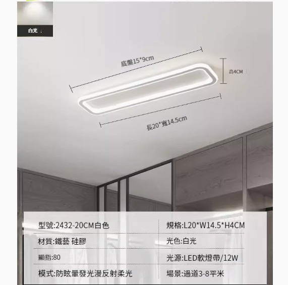 Popular simple ceiling lamp [2432-white-20cm-12W-white light]