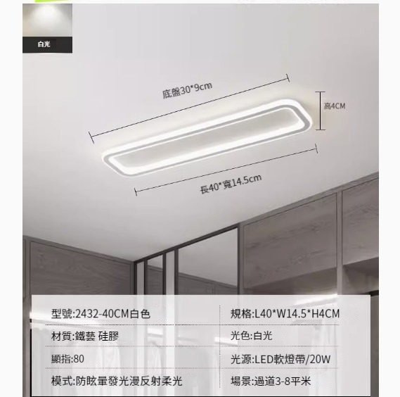 Popular simple ceiling lamp [2432-white 40cm-20W-white light]
