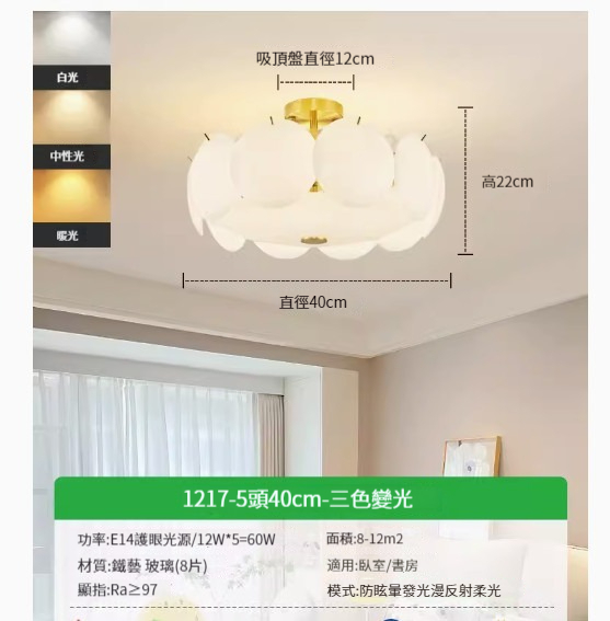 Popular simple ceiling lamp [Milk White Shell 40cm-Three Colors 60W]