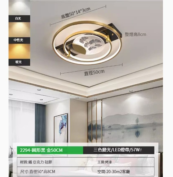 Popular simple ceiling lamp [Type B-50cm-three colors 57W]