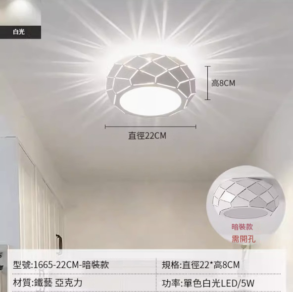 Hot recommended LED ceiling lamp [22cm-white light [concealed installation]]