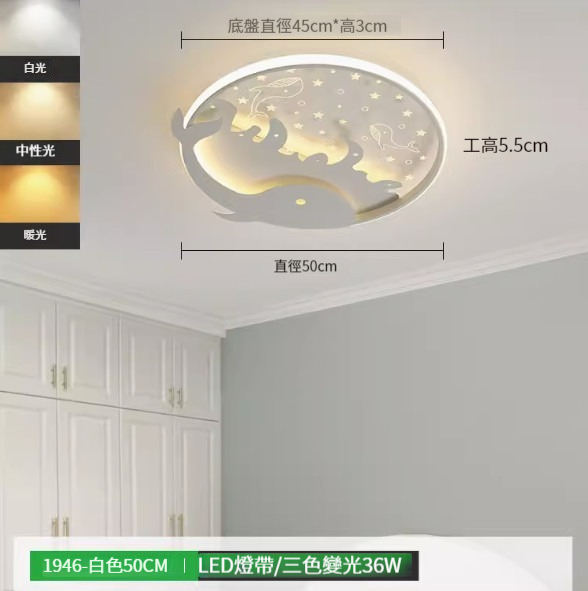 Hot recommended simple ceiling lamp [white 50cm-three-color dimming 36W]