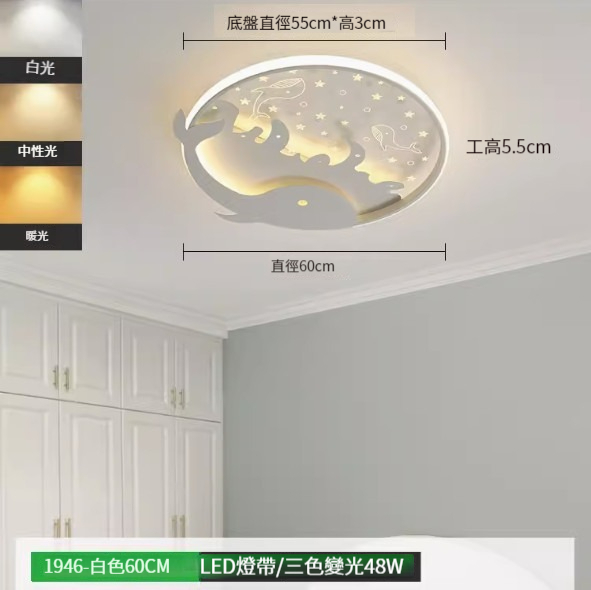 Hot recommended simple ceiling lamp [white 60cm-three-color dimming 48W]
