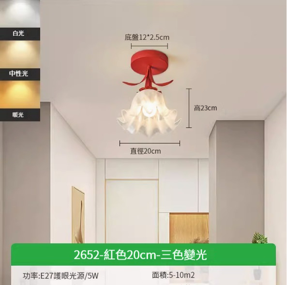 Hot recommended simple ceiling lamp [red 20cm-three-color dimming 5W]