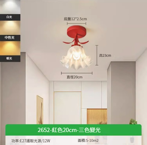 Hot recommended simple ceiling lamp [red 20cm-three-color dimming 12W]