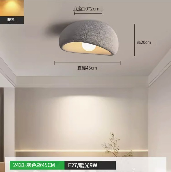 Hot recommended simple ceiling lamp [grey 45cm-warm light-9W]
