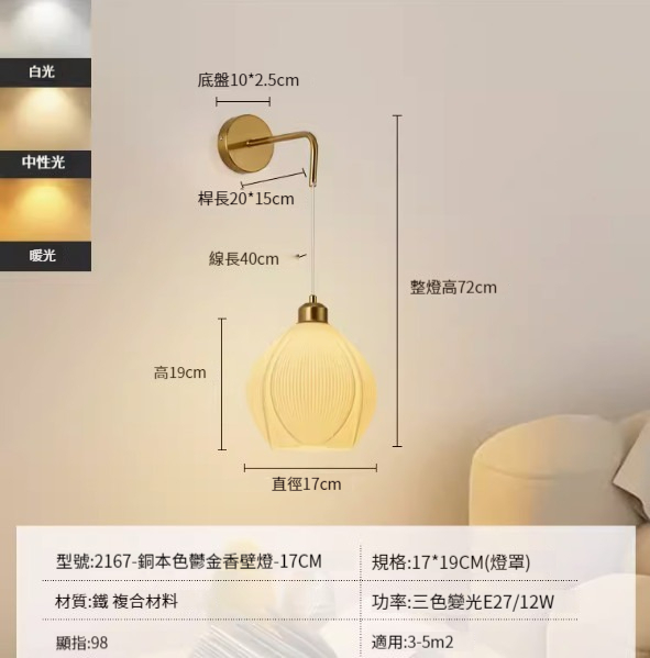Hot recommended simple wall lamp [Tulip--three-color dimming 12W]