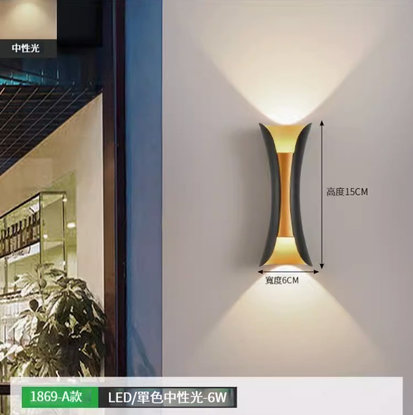 Hot recommended simple wall lamp [1869A-black+gold-neutral light 6W]