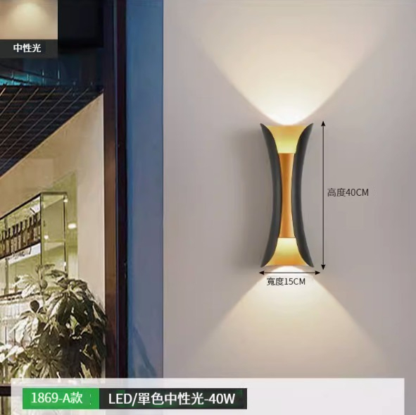 Hot recommended simple wall lamp [1869A-black+gold-neutral light 40W]