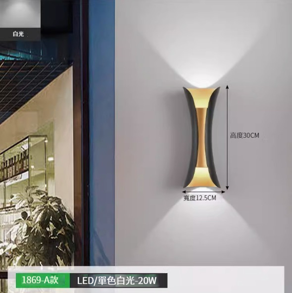 Hot recommended simple wall lamp [1869A-black+gold-white light 20W]