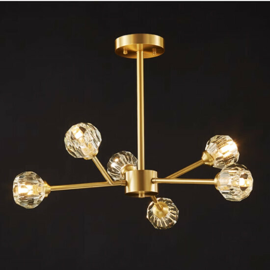 Hot recommended simple indoor living room and bedroom lighting chandelier (full copper copper color 6 heads [60*45CM] three colors)