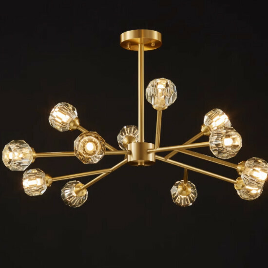 Hot recommended simple indoor living room and bedroom lighting chandelier (full copper copper color 12 heads [80*45CM] three colors)