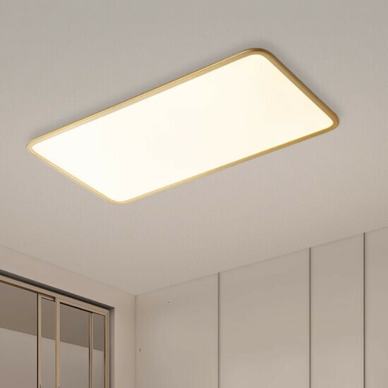 Hot recommended simple indoor living room and bedroom lighting fixtures ceiling lamp (gold rectangular [90CM] white light)