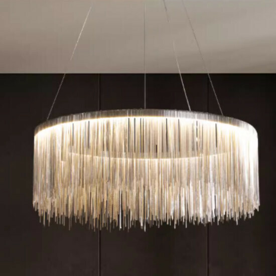 Popular simple indoor living room and bedroom lighting chandelier (silver single layer [50CM] Promise)