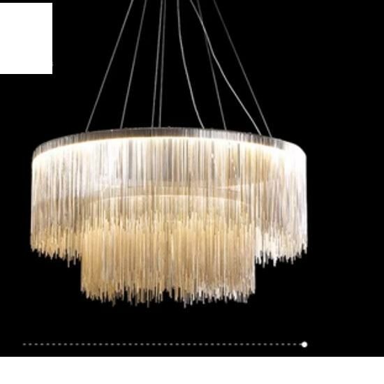 Popular simple indoor living room and bedroom lighting chandelier (silver double layer [80+60CM] three colors)