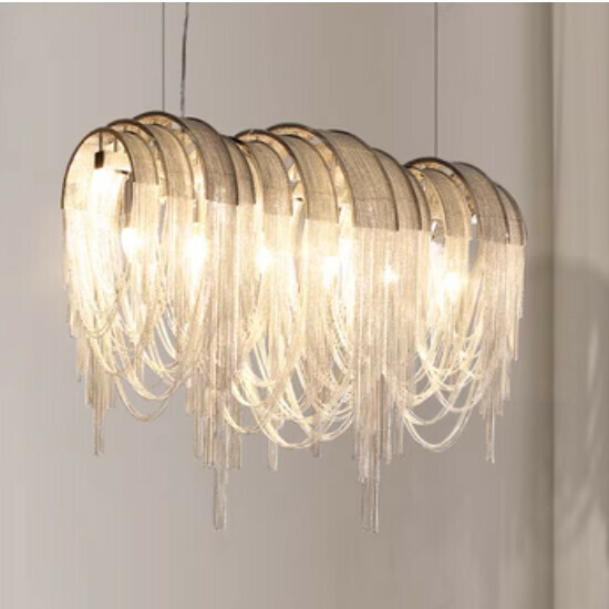 Hot recommended simple indoor living room and bedroom lighting chandelier (D type silver [180CM] three colors)