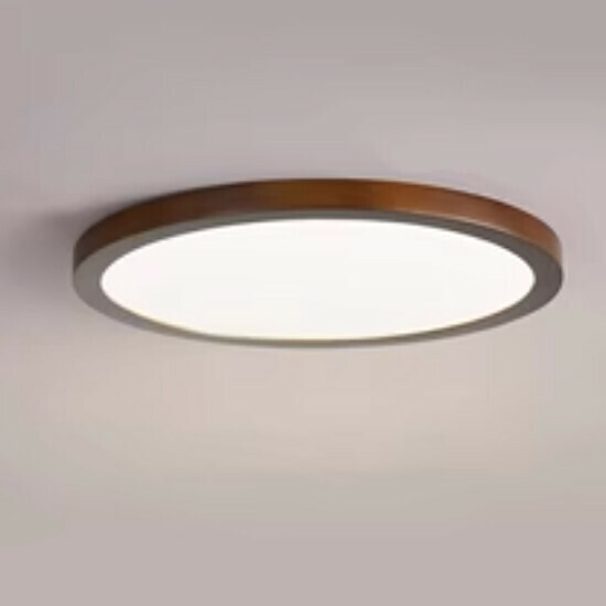 熱推簡約室內客廳卧室燈具吸頂燈（胡桃木色圓形【23CM】三色）