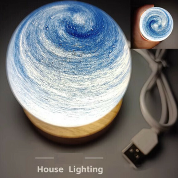 Popular planet night light (rechargeable - sky blue 8cm three colors + touch stepless dimming)