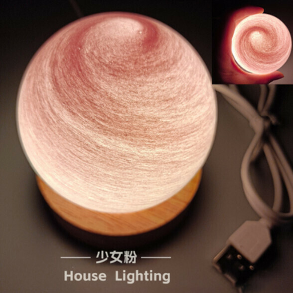 Popular planet night light (rechargeable - girly pink 8cm three colors + touch infinite dimming)