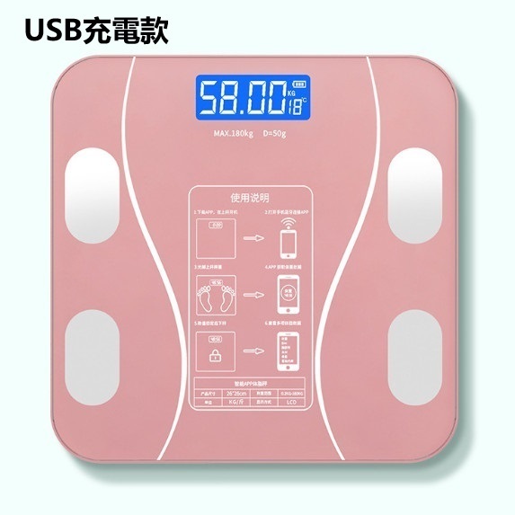 New electronic human body scale (curved rose gold 26*26CM [USB charging model])