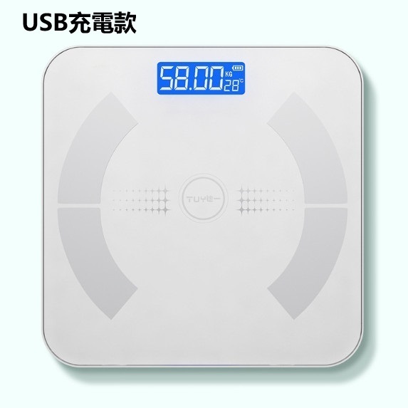 New electronic human body scale (fan-shaped ice crystal white 26*26CM [USB charging model])