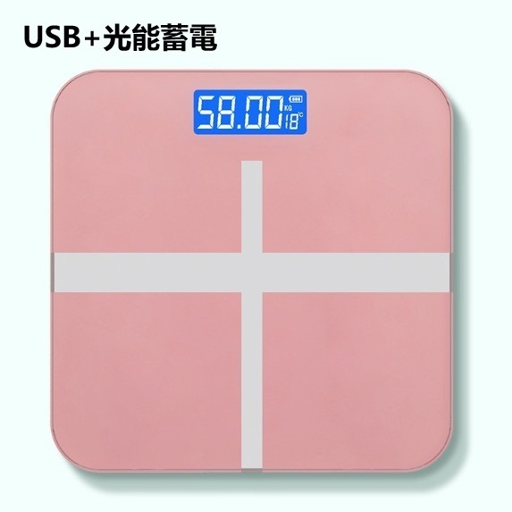 New type of human body electronic scale (cross rose red 26*26CM [USB + light energy storage])