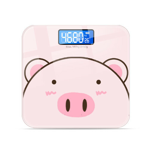 新款體重電子秤【粉豬豬】（尺寸：26*26cm-充電款）