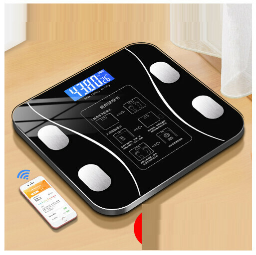 新款體重電子秤智能藍牙體脂秤【黑色】（尺寸：29*26cm-藍牙款電池）