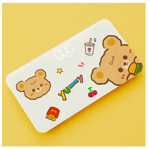 新款體重電子秤【漢堡熊】（尺寸：25*14cm-充電款）