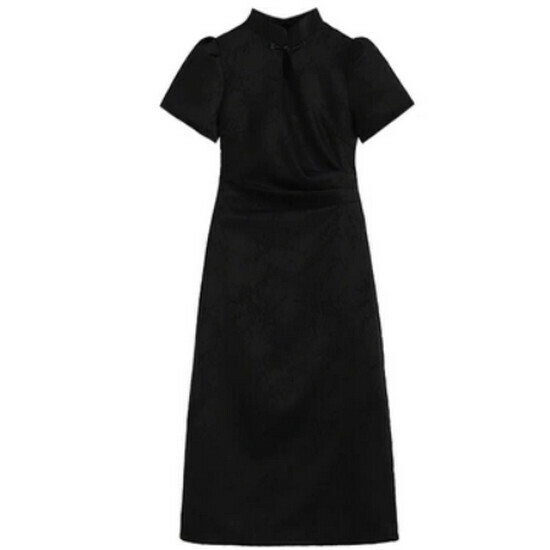 Hot selling retro Chinese style improved cheongsam [black] [S-L size] (please contact customer service to confirm the delivery size after placing the order)