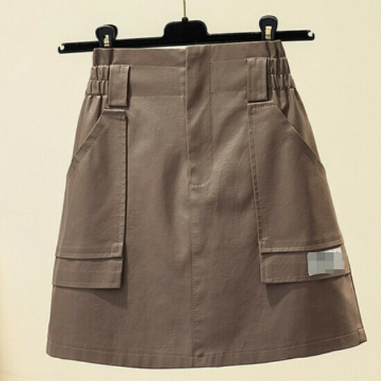 Hot selling high waist PU leather skirt [khaki] [L-4XL] (please contact customer service to confirm the delivery size after placing the order)