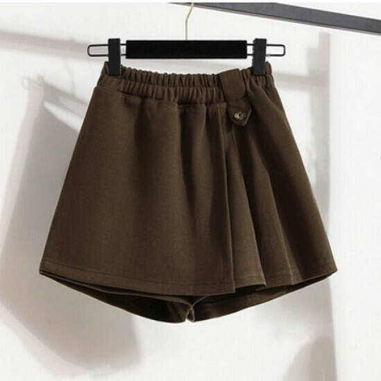 Hot selling high-waisted woolen shorts skirt [brown] [M-5XL size] (please contact customer service to confirm the delivery size after placing the order)