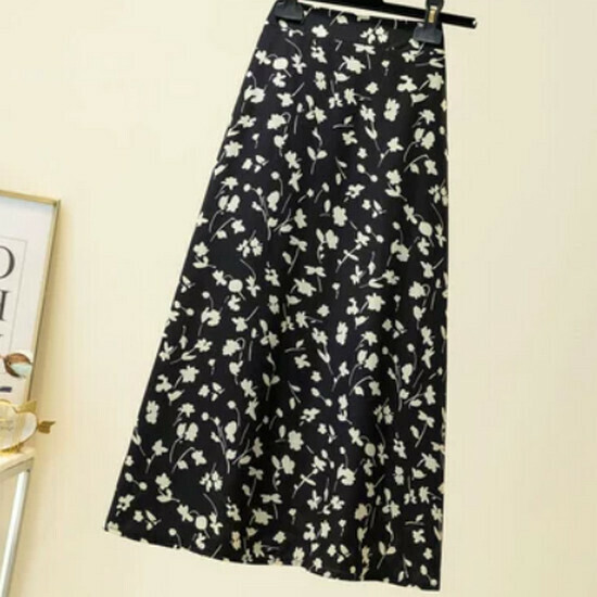 Hot selling floral A-line skirt [khaki] [size L-4XL] (please contact customer service to confirm the delivery size after placing the order)