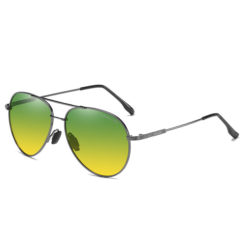 Hotly recommended color-changing anti-blue light sunglasses (nude glasses, gray frame + day and night lenses)